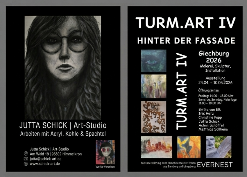 Einladung zur TURM.ART IV und Künstlerkarte von Jutta Schick